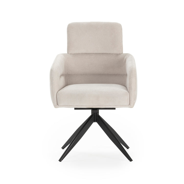FAUTEUIL PIVOTANT AIXA GRIS CLAIR/PIED NOIR / 17807 fauteuil en velours côtelé pieds métal 57x65 h92 cm