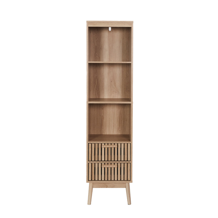 Bibliothèque 2 tiroirs KLAUS/ HD0224 matière: bois- panneau de particules Dimensions : L 40 cm x l 30 cm x H 1.6 m