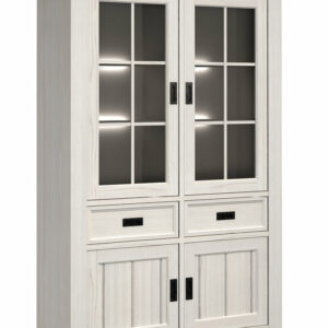 Vitrine MICHIGAN MDF et panneaux de particules de première qualité ép. 15 et 18 mm - portes 18 mm - poignées en métal noir