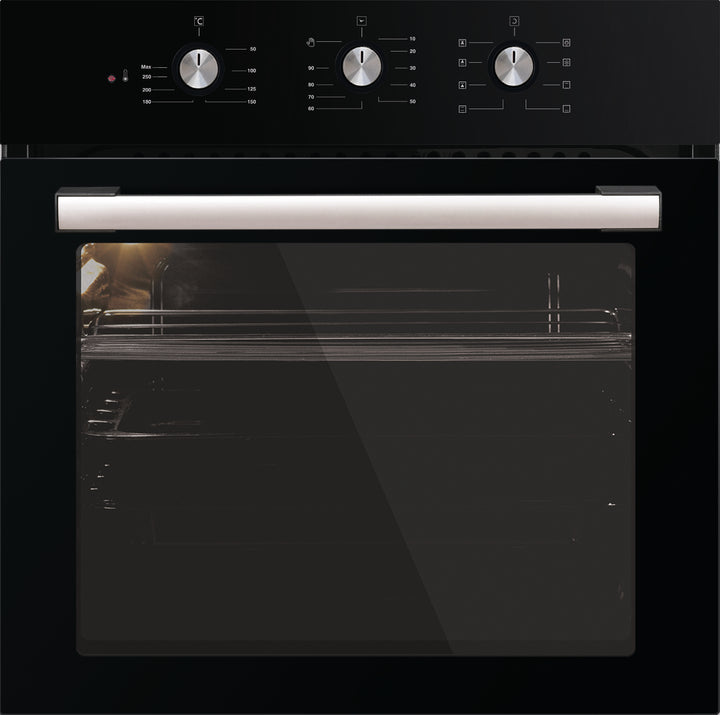 Four encastrable Inosense / B66-SF3 7 fonctions Chaleur tournante Porte intérieure entièrement vitrée, facile à nettoyer et amovible Éclairage intérieur parois latérales émaillées Livré avec 1 lèchefrites + 1 grille Dimensions : HxLxP : 59,5x60x63,5cm Garantie 2 ans