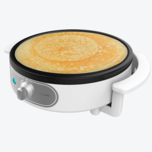 Crêpière électrique de 1200 W avec revêtement antiadhésif et puissance ajustable / 8034 Crêpière électrique de 1200 W avec revêtement antiadhésif et puissance ajustable. Crêpière électrique avec 1200 W de puissance. Revêtement antiadhésif qui empêche les aliments de coller et permet d'obtenir les meilleurs résultats. Un répartiteur de pâte à crêpes et une spatule sont inclus pour faciliter l'utilisation. Puissance ajustable pour s'adapter à tous les goûts. Témoin lumineux qui vous prévient lorsque la crêpière est prête à être utilisée. Interrupteur de connexion et de déconnexion avec témoin lumineux. Utilisation sécurisée grâce à sa protection contre les surchauffes.. Plaque de 30,5 cm de diamètre. Sans BPA.