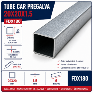 Tube Car Pregalva 20X20X1.5 6M FDX180