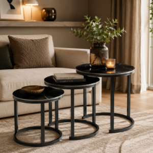 Lot de 3 tables basses gigognes – plateaux Ø 50, 45 et 40 cm